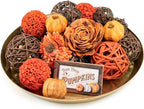 ANDALUCA Orange Decorative Vase Filler Bag with Mini Pumpkins, Orbs, Balls & Flowers Bowl Filler Decor (Pumpkin Orange)