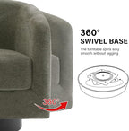 Swivel Barrel Accent Chair, Modern Round Chenille Fabric Arm Chair for Living Room, Bedroom, Comfy Club Reading Chairs for Adults（Chenille Fabric, Tan, Set of 1