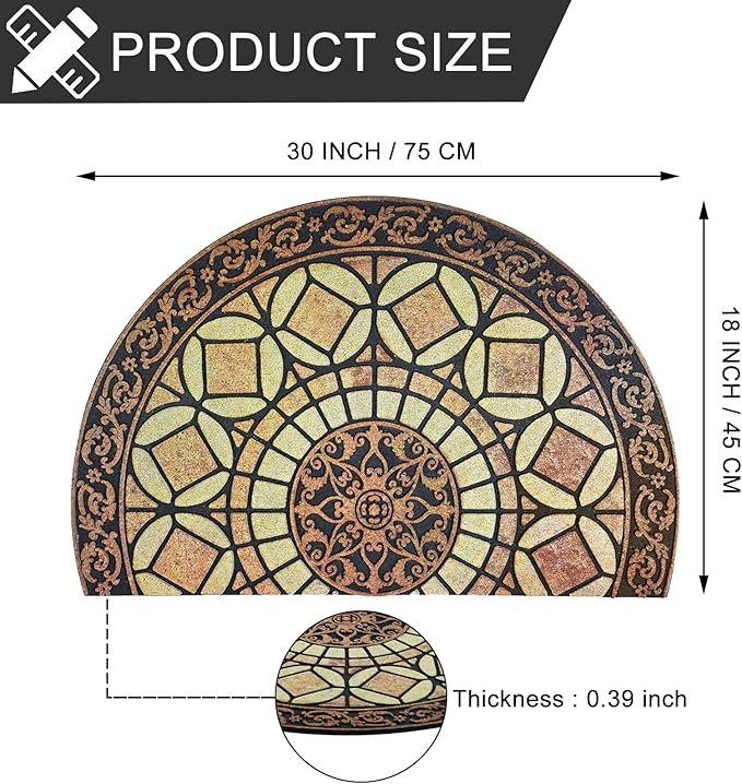CHICHIC Entrance Door Mat Large 18 x 30 Inch Entry Way Doormat Front Door Rugs Outdoors Heavy Duty Welcome Mat Non Slip Rubber Back Low Profile for Garage, Patio, High Traffic Area, Semicircle