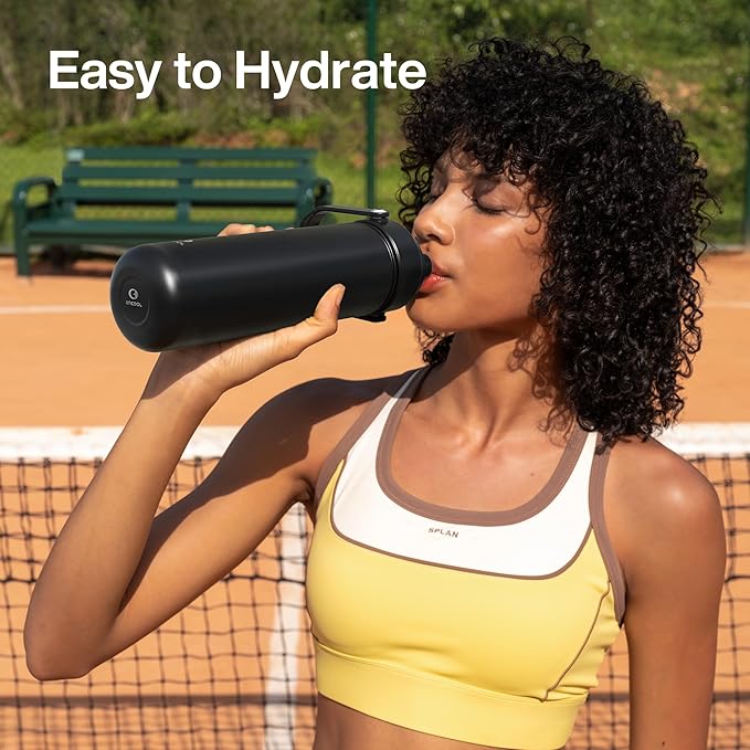 Insulated Water Bottle with Straw Stainless Steel Water Bottle, Leak-Proof, BPA-Free, Double Wall Vacuum Keeps Cold for 24 Hours for Sports, Travel, School (32 oz, Black Night)
