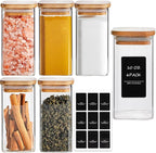 ComSaf 6Pcs 10 oz Large Spice Jars with Label Trial Set, Glass Spice Jars with Bamboo Lids Supplementary Set, Seasoning Container Trial Pack, Perfect for Ktichen Starter