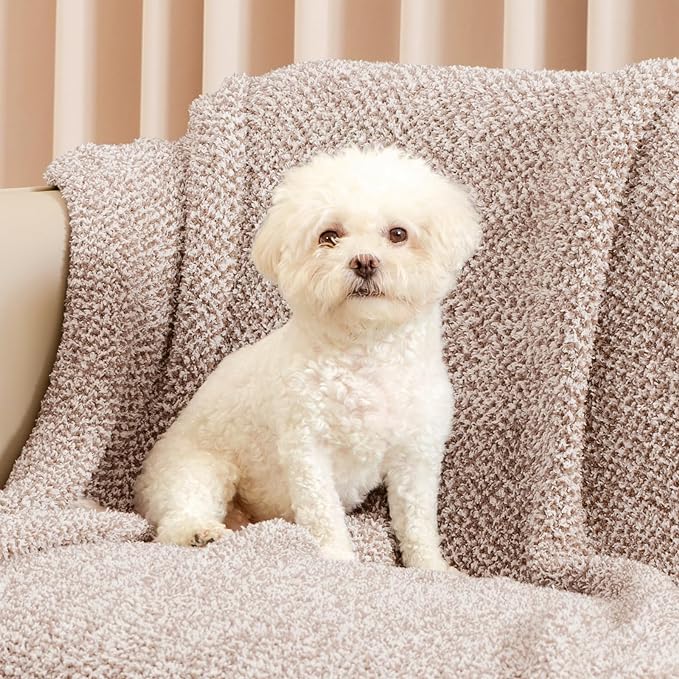 Snuggle Sac Taupe Blankets Twin Size, Reversible Super Soft Bed Blanket Warm Cozy Knit Fuzzy Plush Lightweight Blankets for Bed, Sofa, Living Room, Hotel, Heather Taupe, 60x80 inches