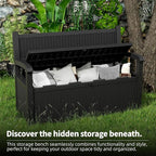 80 Gallon Storage Bench Deck Box Waterproof Lockable,Outdoor Storage Furniture for Patio,Garden and Porch,Tools and Cushions（Black）