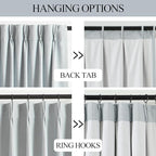 Vision Home Blue Gray Pinch Pleated Full Blackout Curtains Linen Blended Room Darkening Window Curtains 95 inch for Living Room Bedroom Thermal Insulated Pinch Pleat Drapes with Hooks 40" Wx95 Lx2
