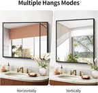 Black Bathroom Mirror for Wall, 30x48 Inch Rectangle Mirrors with Metal Frame, Modern Vanity Wall Mirror Decor for Bathroom Living Room, Entryway Hangs Horizontal or Vertical