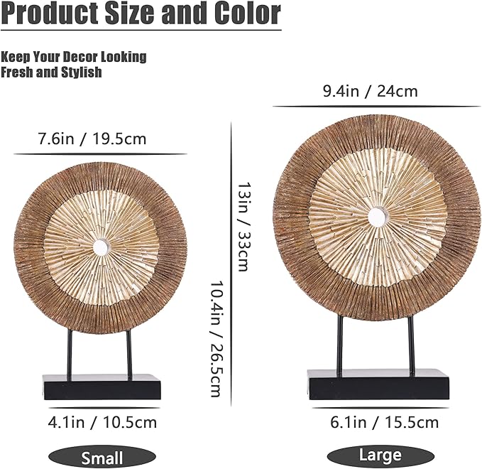 XMGZQ Wood Color Minimalist Round Statue Above Cabinet Decor Kitchen,Modern Decorative Sculpture Home Decorations for Living Room Coffee Table,Shelf Decor Items,Center Pieces Decoration for Table