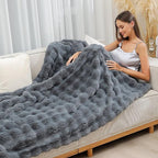 UKELER Soft Faux Fur Throw Blanket Large Solid Reversible Shaggy Blanket Plush Thick Fluffy Blankets Throws for Bed, Couch, Sofa, Office, Camping 60''x80'' Dark Grey
