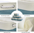 TcaFmac Organization and Storage Basket for Gifts Empty - 12x8x5.2 inch Small 6 Pack Collapsible Storage Basket for Organizing, Fabric Storage Bins for Toy Books Shelves(White & Green)