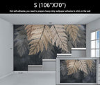 WFBHUA-Vintage Botanical Leaf Wallpaper Mural Dark Plant Leaves Wall Murals Decor for Living Room Bedroom(Not Peel and Stick)