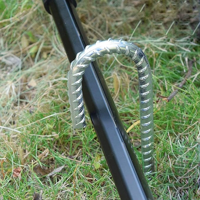 Rebar Stakes 12 Inch, 12 Pack Galvanized Tent Stakes Heavy Duty Ground Stakes, J Hook Metal Fence Stakes for Ground, Outdoor Decoration, Wire Fencing, Gardening