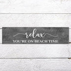 Generic Funny Wood Sign Relax You're On Beach Time Rustic Wooden Hanging Sign Home Farmhouse Kitchen Wall Decoration 16 x 4 Inch