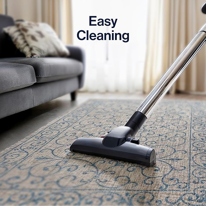 JONATHAN Y Vintage Filigree Indoor Outdoor Area Rug 4X6 Gray/Navy, Charleston Textured Weave for Backyard, Patio, Porch, Easy-Cleaning, High Traffic, Pet-Friendly, Non-Shedding (SMB106C-4)