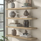 Fun Memories Floating Shelves for Wall Decor, 48"x8" Rustic Reclaimed Wood Shelves, Heavy-Duty Wall Mounted Shelves with Invisible Brackets for Living Room, Bedroom, Kitchen, Natural Finish, Set of 2