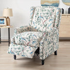 UIXE Floral Pushback Recliner Chair, Fabric Upholstered Armchair Push Back Accent Chair for Living Room, Rivet Trim Club Chair Home Theater Single Sofa Reading Seat - Bird