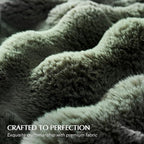 EVERGRACE Ultra Soft Luxury Fluffy Ridgeline Faux Rabbit Fur Throw Blanket, Thick Warm Bubble Throw for Bed, Cozy Plush Reversible Blankets for Couch, Chair, Sofa, Green, 60x80 Inches, 870 GSM