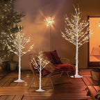 Outdoor Christmas Decorations Lighted Birch Tree Set of 3, LED Warm White 4, 6 and 8 Feet, for Indoor Christmas Decor, Party, Garden, Yard, Wedding, Holiday