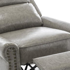 UIXE Pushback Recliner Chair, Faux Leather Armchair Push Back Accent Chair, Rivet Trim Club Chair Home Theater Overstuffed Single Sofa Reading Seat for Living Room, Gray