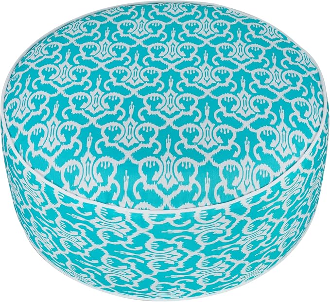 FUNHOME Inflatable Outdoor Ottoman with Air Pump,20"x9" Portable Patio Pouf,Water Resistant,Fade-Resistant,Round Blow Up Footrest Stools for Home Garden Camping Travel(Romantic Blue)
