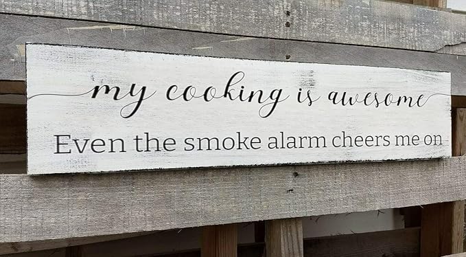 Funny Kitchen Sign, My Cooking is So Awesome, Farmhouse Kitchen Wall Decor,Rustic Quote Wooden Plaque Hanging for Housewarming (Cooking) 6x16 Inch