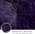 XeGe Plush Faux Fur Throw, Dark Purple Luxurious 50x60 Shaggy Furry Blanket, Thick Fluffy Microfiber Velvet Couch Blanket, Ultra Soft Fuzzy Office Lap Throw for Sofa Bed Car Purple