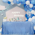 SquarePie Sequin Tablecloth 90 x 132 Inch Baby Blue Sparkly Table Linen for Wedding Party