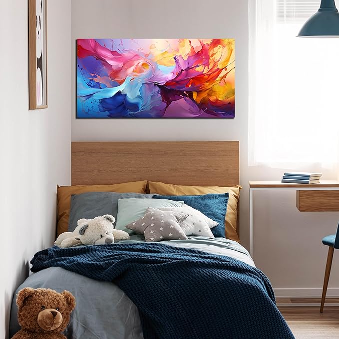 GUGIKA Abstract Wall Art for Living Room, Colorful Canvas Wall-Art for Bedroom, Print Paintings, Size 20x40 Inches