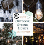 Hometown Evolution, Inc. 100 Foot E26 Commercial Outdoor Edison Bulb String Lights with Suspended Sockets (100 Foot 50 Socket, S14 Lantern Edison 11 Watt Bulbs)