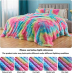 GONAAP Fuzzy Faux Fur Throw Blanket Dark Rainbow Super Soft Cozy Plush Fuzzy Shaggy Blanket for Couch Sofa Bed (Dark Rainbow, Throw(50"x60"))