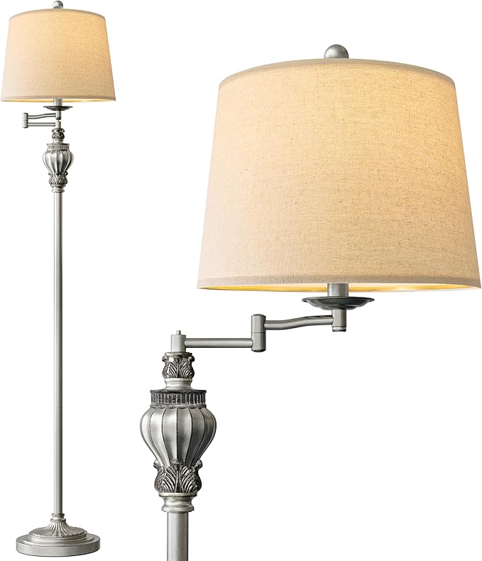 61" Vintage Floor Lamp with 350° Adjustable Swing Arm, Tall lamp Standing Lamp for Living Room Bedside Bedroom Nightstand Retro Farmhouse Mid Century Lamp Light Home Décor Office Gifts