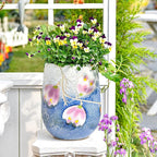 Sungmor 10.6 Inch Ceramic Succulent Plant Pot with Drainage Hole, Hand Painted Flower Pots for Plants, Unique Texture Decorative Planter for Indoor and Outdoor, Pottery Vase for Home Office Decor
