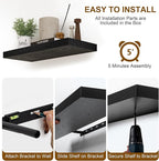 Fun Memories Black Floating Shelves 8 Inch Long, 8" Deep Wall Shelves, Small Deep Floating Shelf Square Wall Shelf, Rustic Display Shelves for Living Room, Bathroom, Kitchen, Set of 2