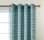 MIUCO Floral Embroidered Semi-Sheer Curtains Faux Linen Grommet Curtains for Living Room 52 x 84 Inch 2 Panels Set, Teal