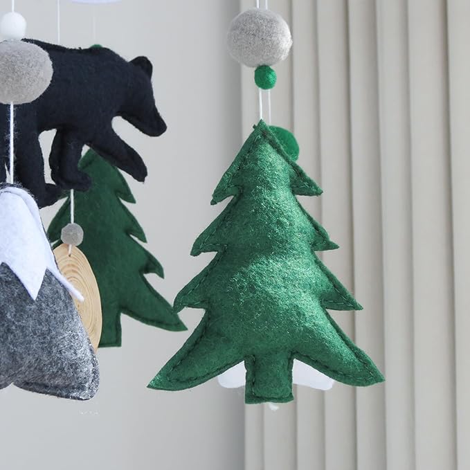Woodland Mobile for Crib Bear Baby Mobile for Crib Woodland Crib Mobile for Boys Girls Forest Baby Nursery Mobile for Bassinet