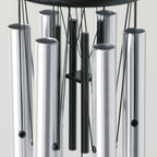 Woodstock Wind Chimes Pachelbel's Canon in D, Silver Aluminum Tubes, Medium 32 - Inch, Deep Toned Windchime for Outdoor Decor for Garden, Patio, Porch