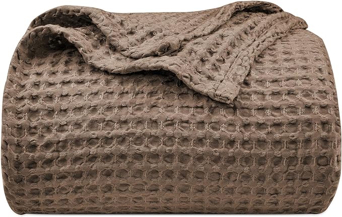 PHF Ultra Soft Waffle Weave Blanket King Size Cocoa Brown（104"x 90"）- Washed Lightweight Breathable Cozy Woven Blanket for Bed - Aesthetic Decor for Couch Bedding Sofa Home Car