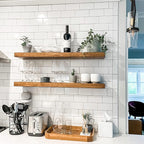 URBANDI, Rustic Floating Shelves, Set of 2, Hidden Bracket, Solid Wood, Heavy Duty, Wall Mounted Shelves, (Brown, 36Wx8D)
