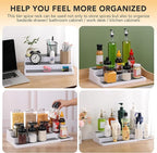 3 Tier Expandable Spice Rack Organizer, White/Grey Plastic Spice Rack, Adjustable Length 14.6In-25.8In, 2 Pack Non-Skid Tiered Spice Shelf Organizer for Kitchen Cabinet, Cupboard, Pantry