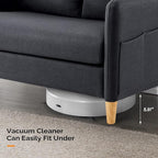 VINGLI 47" Small Couch, Linen Loveseat Sofa Black Mini Couch Mid Century Modern Decor Love Seat for Small Spaces Living Room, Bedroom, Play Room
