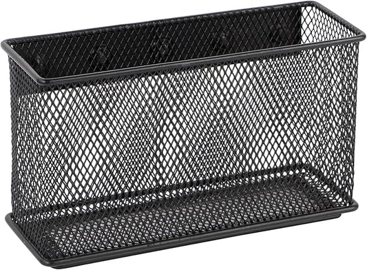 Magnetic Storage for Locker Baskets Organizer Black Magnetic Basket with 5 Strong Magnets, Magnetic Locker Organizer Holder for Whiteboard Office, 6.29'' × 2.28'' × 3.54''