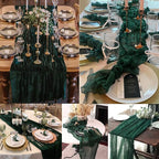 Emerald Green 20 Pack Cheesecloth Table Runner 10FT Boho Fabric Rustic Cheese Cloth Table Runner for Wedding 20 x 120 Inch Long Bridal Shower Baby Shower Gauze Sheer Birthday Party Table Decorations