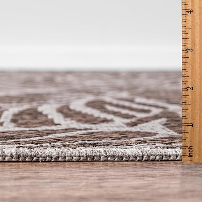 Keen Home Design Terrace Outdoor Round Rug - 8ft Round Washable Indoor/Outdoor Rug for Patio, Kitchen, Balcony, Beach, Garden, Deck and Porch, Size: 7'7" Round