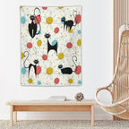 ICMOLYYENLO Abstract Cat Tapestry, Medieval Abstract Atomic Star Cat Vintage Home Wall Hanging Art Tapestry for Bedroom Living Room Dormitory 40x60 Inch