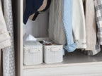 StorageWorks Narrow Storage Bins, Small Basket for Closet and Shelves, Fabric Organizer with Handles, Toilet Paper Storage, Gray and White Stripes, 2-Pack