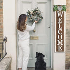 Surfapans Welcome Sign for Front porch Standing 45"X9"Large Wood Frame Outdoor Tall Welcome Signs Vertical Decor for Farmhouse Rustic Home Modern Outside Front Door Wall Decorations (White Wood)