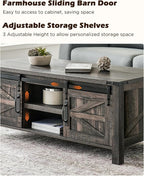 OKD 48" Farmhouse Lift Top Coffee Table with Sliding Barn Door,Rustic Center Table with Hidden Storage Compartment,Lifting Tabletop and Adjustable Shelf for Living Room,Office,Dark Rustic Oak