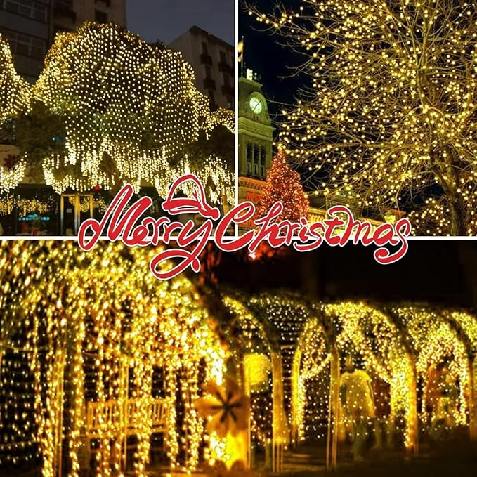 150LIGHTS Yellow Extra-Bright with End Connectors Christmas Decorative Lights 9.72m UL Certified Mini String Light Set Waterproof for Home Garden Holiday Christmas Tree Party Patio Wedding