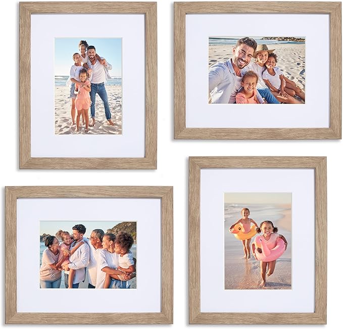 Sheffield Home 4 Piece Gallery Wall Frame Set, 8x10 Inch, Light Natural