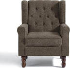 UIXE High Back Accent Chairs Set of 2, Upholstered Armchair in Fabric, Retro Wingback Arm Chair for Living Room, Comfy Single Sofa Bedroom Reading Seat with Solid Wood Legs - Taupe