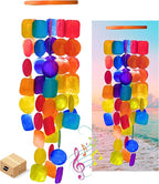 Bellaa 22890 Wind Chimes Outdoor, Garden Decorations, Musical, Indoor/Outside Windchimes, Beach, Ocean Breeze, Gifts for Mom, Gift for All Occasions, Capiz Sea Glass Shells Wood 27 inch Rainbow