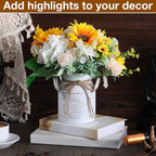 6 Inch Farmhouse Vase Decor Milk Can Vintage Flower Jug Galvanized Metal Vase with Handle Rustic Flower Buckets for Thanksgiving Christmas Table Centerpiece Weddings Gifts(Retro White,4 Pcs)
